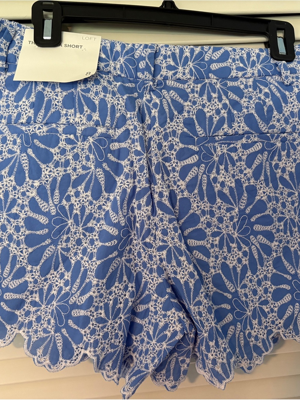LOFT Blue Floral Eyelet Lace Shorts - Picture 3 of 3